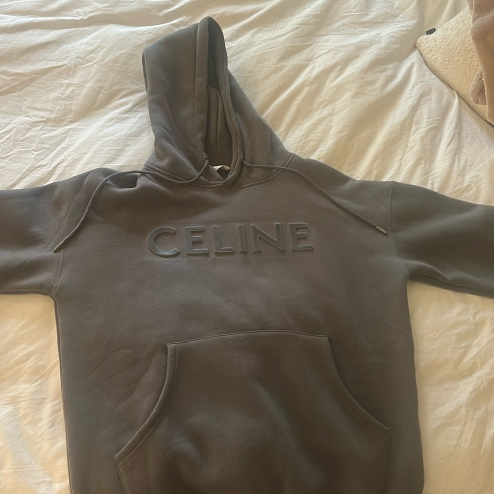 Celine size medium hoodie in dark grey.